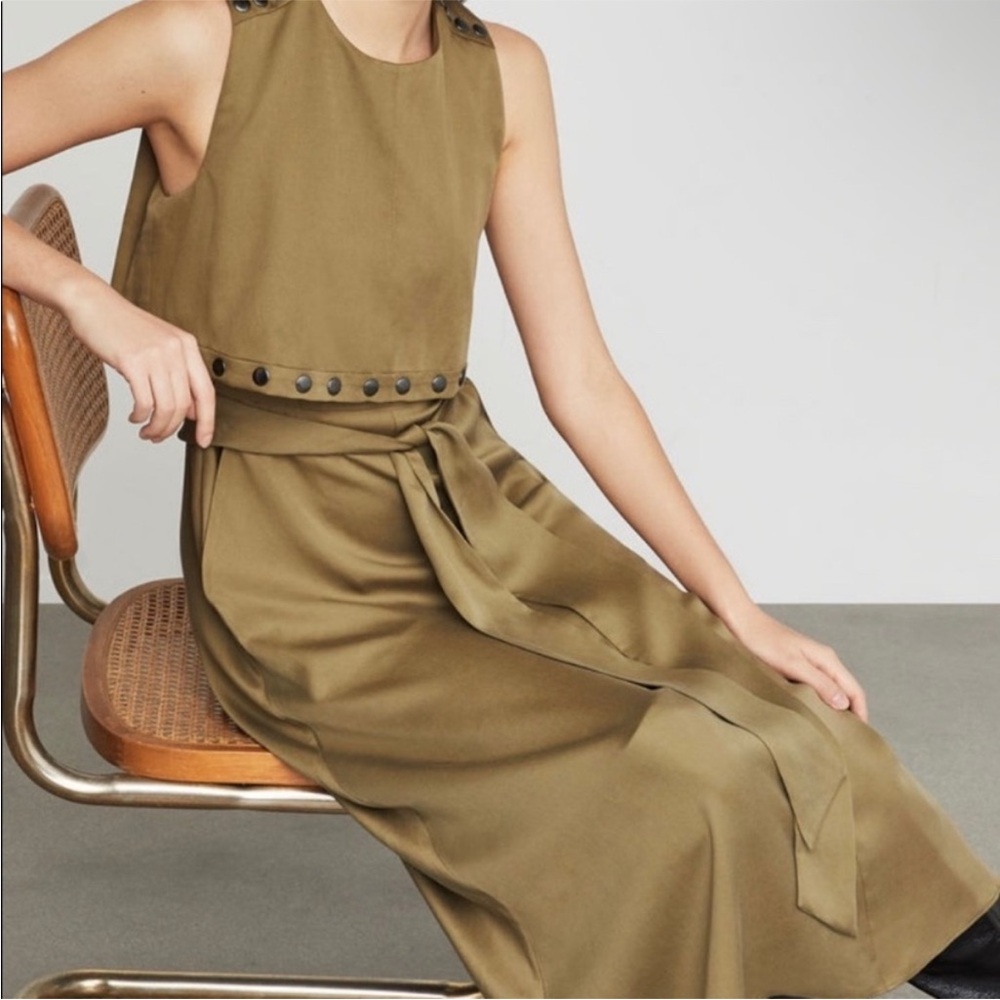 BCBGeneration Olive Midi Dress with Button Accents